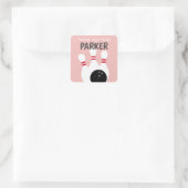 ピンクガールボーリングパーティー誕生日 スクエアシール (バッグ)