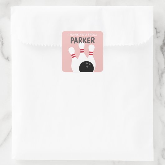 ピンクガールボーリングパーティー誕生日 スクエアシール (バッグ)