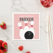 ピンクガールボーリング誕生日パーティー スタンダードカクテルナプキン (インサイチュ)