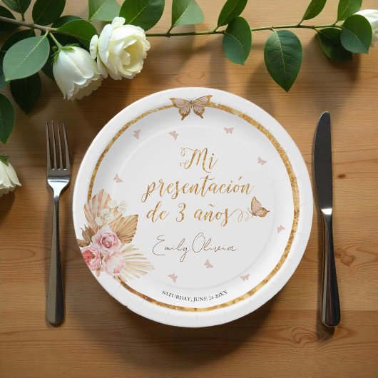 ピンクガールミプレゼンタシオンデ3アニョスペインのス ペーパープレート