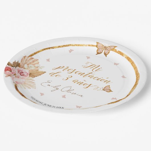 ピンクガールミプレゼンタシオンデ3アニョスペインのス ペーパープレート (アングル)