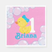 ピンクガールラバーダックパーソナライズされた誕生日 スタンダードランチョンナプキン (正面)