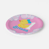 ピンクガールラバーダックパーソナライズされた誕生日 ペーパープレート (アングル)