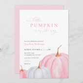 ピンクガールリトルカンプキンベビーシャワー招待状 招待状 (正面/裏面)