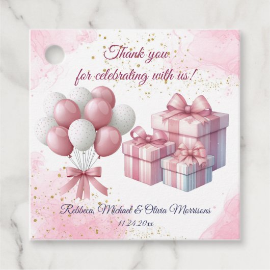 ピンクガールレインボースター誕生日 フェイバータグ (正面)