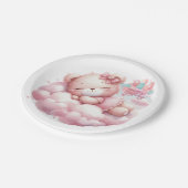 ピンクガールレインボースター誕生日 ペーパープレート (アングル)