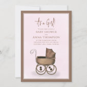 ピンクガールヴィンテージキャリッジQRコードソーシャルメディア 招待状 (正面)