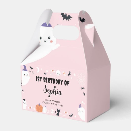 ピンクガール不気味ワン幽霊誕生日お願いボックス フェイバーボックス (裏面サイド)