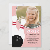 ピンクガール写真ボーリング誕生会 招待状 (正面)