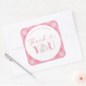 ピンクガール名門私立校風のカボチャ誕生日ありがとう スクエアシール (封筒)