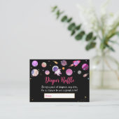 ピンクガール宇宙ベビーシャワーおむつラッフル エンクロージャーカード (スタンド正面)