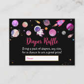 ピンクガール宇宙ベビーシャワーおむつラッフル エンクロージャーカード (正面)