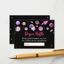 ピンクガール宇宙ベビーシャワーおむつラッフル