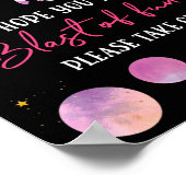 ピンクガール宇宙飛行士ブラストおもしろい誕生日 ポスター (角)