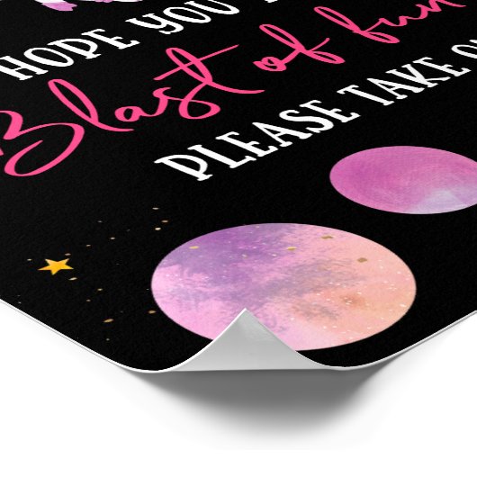 ピンクガール宇宙飛行士ブラストおもしろい誕生日 ポスター (角)