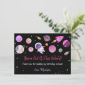 ピンクガール宇宙飛行士宇宙第一誕生日 サンキューカード (スタンド正面)