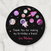 ピンクガール宇宙飛行士宇宙誕生日 フェイバータグ (正面)