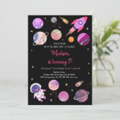 ピンクガール宇宙飛行士宇宙誕生日 招待状 (スタンド正面)