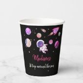 ピンクガール宇宙飛行士宇宙誕生日 紙コップ (裏面)