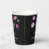 ピンクガール宇宙飛行士宇宙誕生日 紙コップ (右)