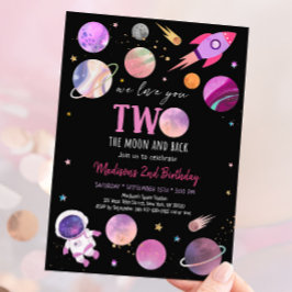 ピンクガール宇宙飛行士宇宙2ザムーン誕生日 招待状