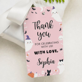 ピンクガール幽霊バースデーパーティーサンキューユユーラベル ギフトタグ