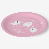 ピンクガール幽霊リトルブハロウィーンベビーシャワー ペーパープレート (アングル)