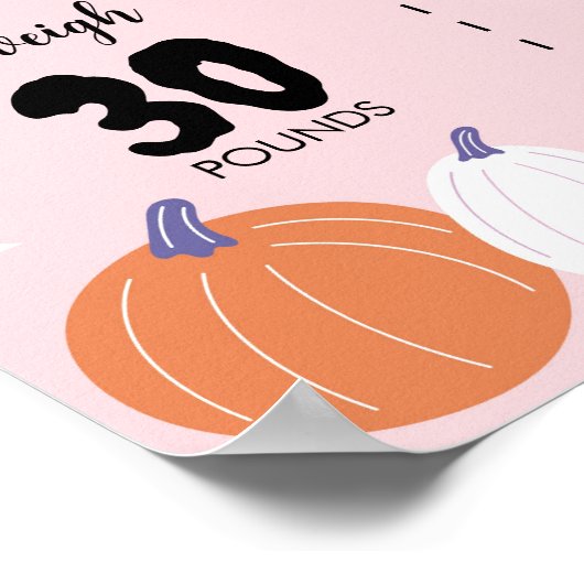 ピンクガール幽霊1stバースデーマイルストーンサイン ポスター (角)