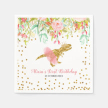 ピンクガール恐竜ペーパーナプキン