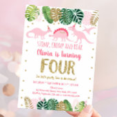 ピンクガール恐竜第四誕生日 招待状