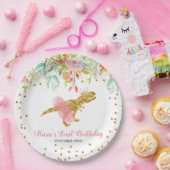 ピンクガール恐竜紙パーティープレート ペーパープレート (パーティー)