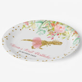 ピンクガール恐竜紙パーティープレート ペーパープレート (アングル)