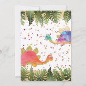 ピンクガール恐竜誕生日招待状 招待状 (裏面)