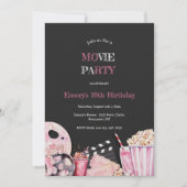 ピンクガール映画ナイトパーティの招待状 招待状 (正面)