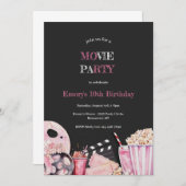 ピンクガール映画ナイトパーティの招待状 招待状 (正面/裏面)