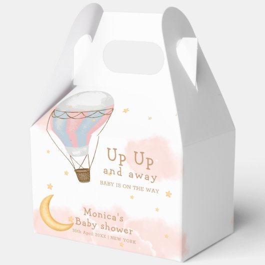 ピンクガール熱い空気バルーンムーンスターベビーシャワー フェイバーボックス (裏面)