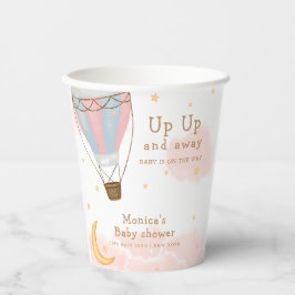 ピンクガール熱い空気バルーンムーンスターベビーシャワー 紙コップ