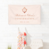 ピンクガール確認バラ金ゴールドクレスト書道 横断幕 (インサイチュ)