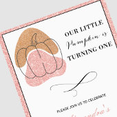 ピンクガール秋パンプキンハロウィーン1st誕生日 招待状