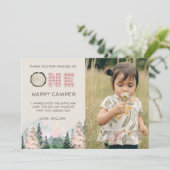 ピンクガール素朴ワンハッピーキャンパーサンキューカード サンキューカード (スタンド正面)
