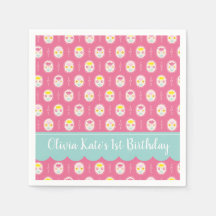 ピンクガール花柄1歳の誕生日