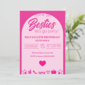 ピンクガール誕生日ピンクベスティーズパーティー誕生日 招待状 (スタンド正面)