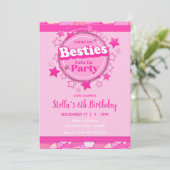 ピンクガール誕生日ピンクベスティーズパーティー 招待状 (スタンド正面)