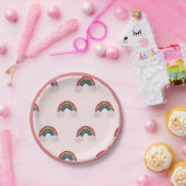 ピンクガール誕生日虹 ペーパープレート (パーティー)