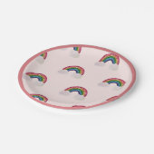 ピンクガール誕生日虹 ペーパープレート (アングル)