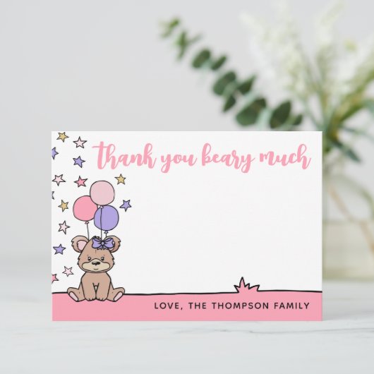 ピンクガール赤ちゃんシャワーありがとうございますので サンキューカード (スタンド正面)