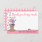 ピンクガール赤ちゃんシャワーありがとうございますので サンキューカード (正面/裏面)