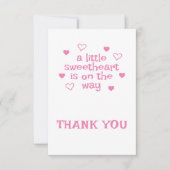 ピンクガール赤ちゃんシャワーありがとうフラットカード サンキューカード (正面)