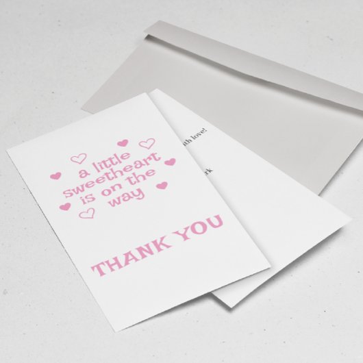 ピンクガール赤ちゃんシャワーありがとうフラットカード サンキューカード