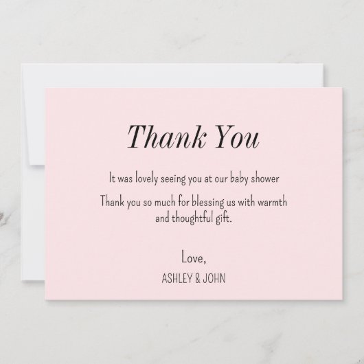 ピンクガール赤ちゃんシャワーサンキューカード サンキューカード (正面)